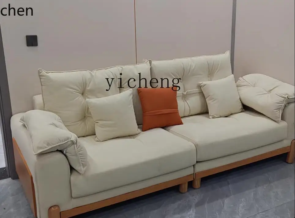 HXL Solid Wood Cream Style Sofa Simple Fabric Cloud Sofa