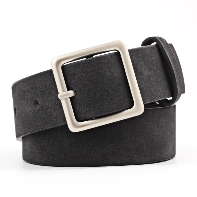 

Korean Style Street Shooting Trend Simple Versatile Square Buckle Pu Popular Belt Fashion Belt Retro Student Belt