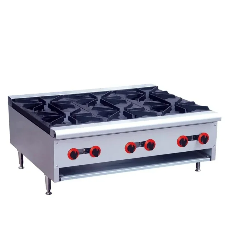 

Commercial Restaurant Equipment With 6 Stoves Gas Burner, Stainless Steel Cooker Gas Stove With Oven Machine