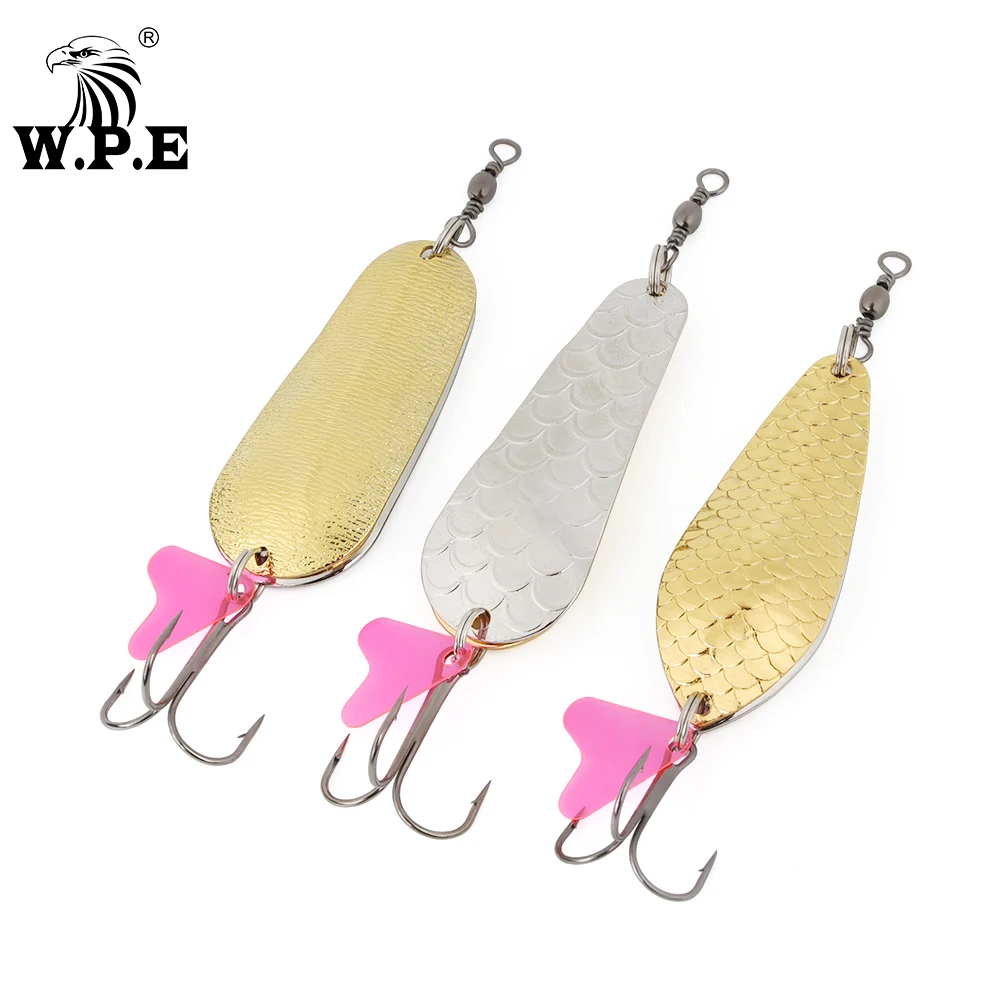 W.P.E Fishing Lure JIG Double Artificial Bait 8 Grams With Connector Three-anchor hook Metal sequins For fishing