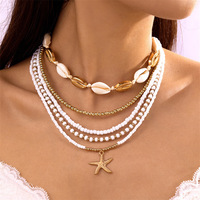 Double Layer Beach Seashell Choker Necklaces Bohemian Natural Shell Necklace Collar For Women Rope Chain Choker Accessories