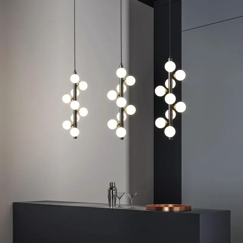 

MandosBor Nordic Minimalist Led Chandelier Apartment Staircase Pendant Lamp Bedside Living Room Background Wall Decor Lighting F