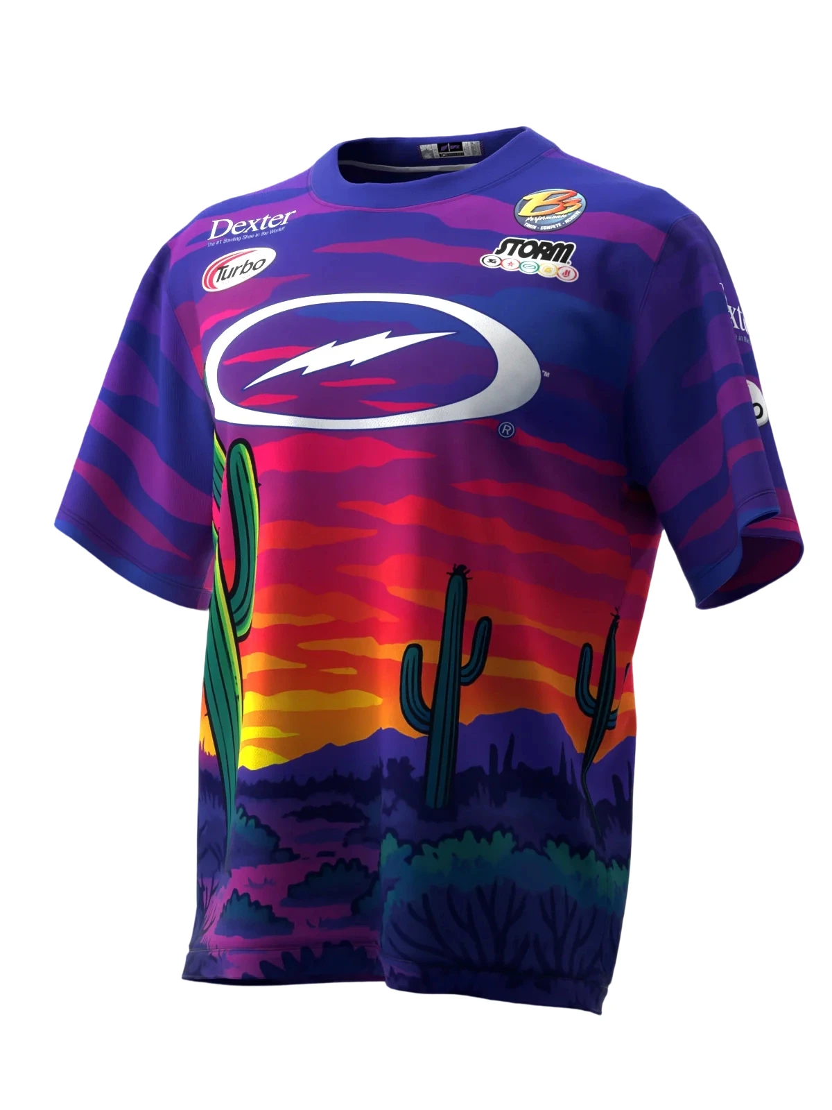 Sunset Desert Cactus Scenery Bowling Jersey Short Sleeve, Quick Dry Breathable for Bowling Tournament and Team Match
