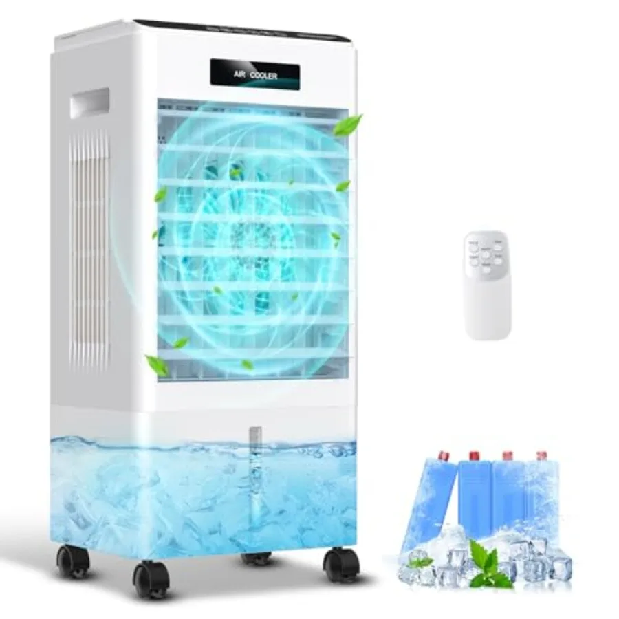 

Portable Air Conditioners for bedroom and small room use, white evaporative air cooler with 3-in-1 functionality, 3 speeds, 3 m