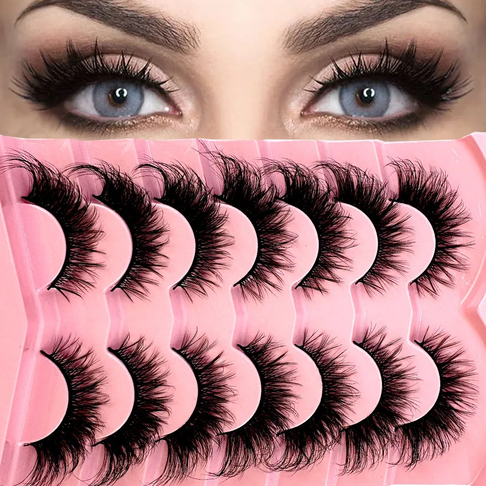 NEUE 7pairs Cat eye Wimpern 3D Natürliche Falsche Wimpern 5d Flauschigen Weichen Kreuz Manga Wimpern Wispy Natürliche Wimpern Verlängerung make-up