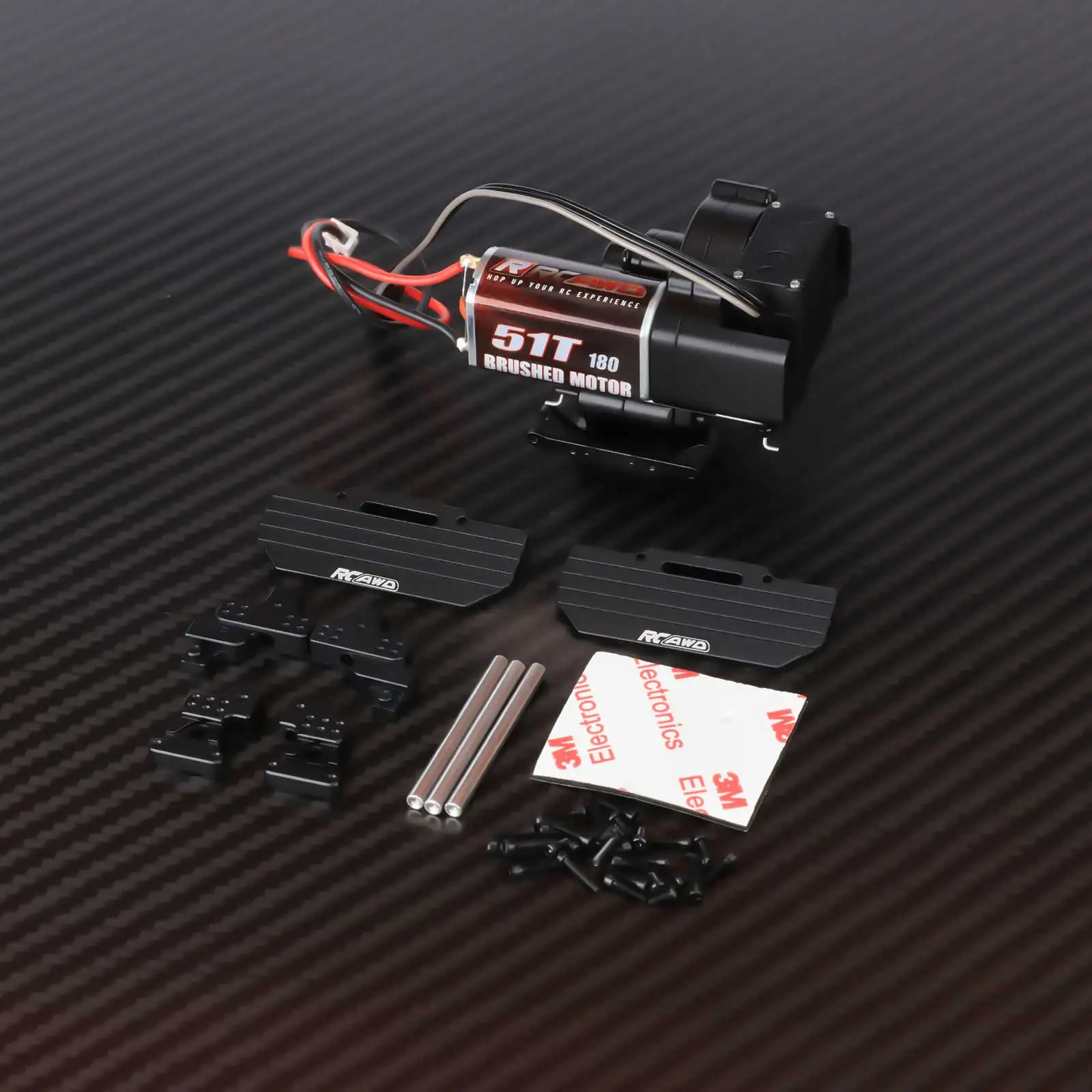 RCAWD Alloy 2 Speeds 51T 180 Motor Assembly Transmission Gearbox Case for AXIAL 1/24 SCX24 Rock Crawlers Upgrades Parts