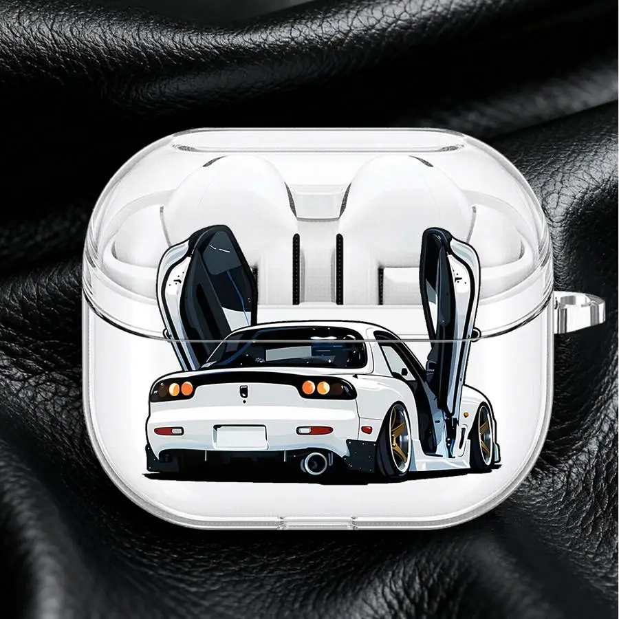 Scissor Door Retro Race Car Case For Samsung Galaxy Buds 3Pro 3 FE 2 2Pro Live 4Pro 4 Pro Clear Earphone Cases Cover With Hook - view 6