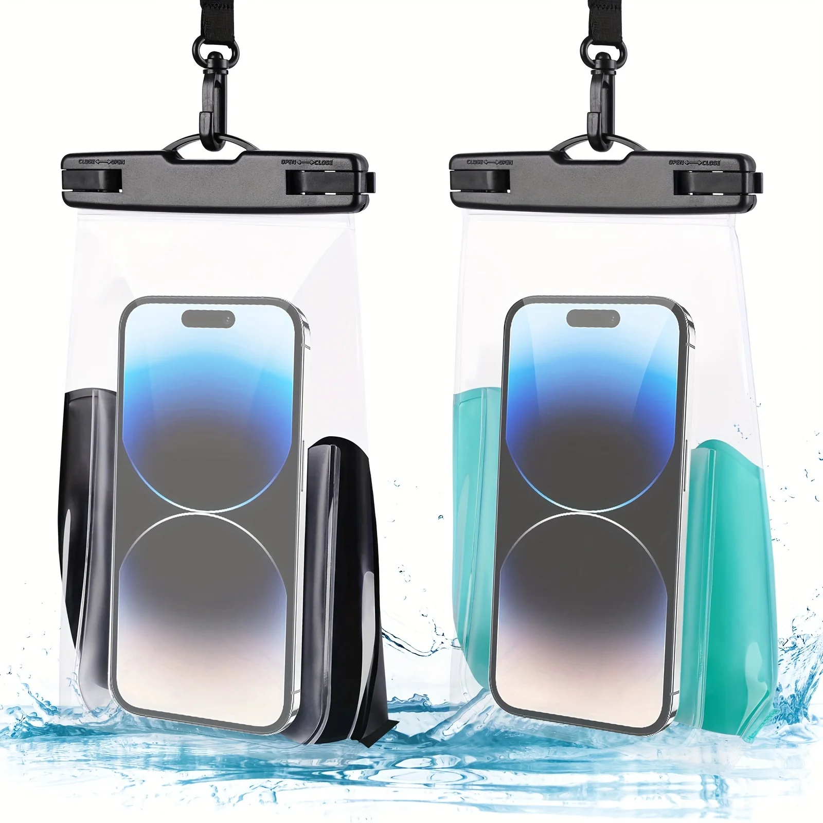 

2 PCS Wave Design Large Capapcity Waterproof Phone Bag, Swimming Surfing Earphone Cards Passport Keys Pouch
