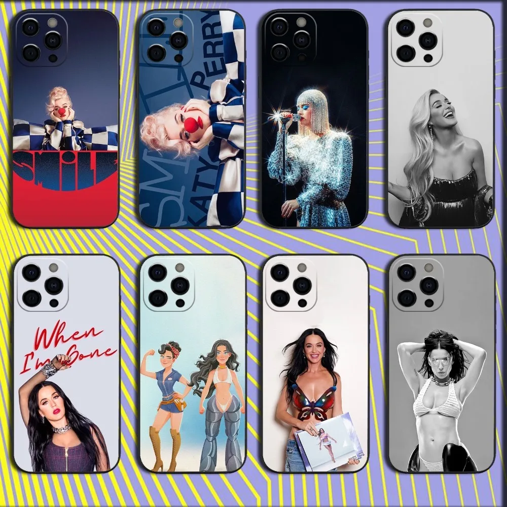 Singer K-Katy Perry Phone Case For iPhone 16,15,14,13,12,11,Pro,X,XS,Max,XR,Plus,Mini Soft Black Cover