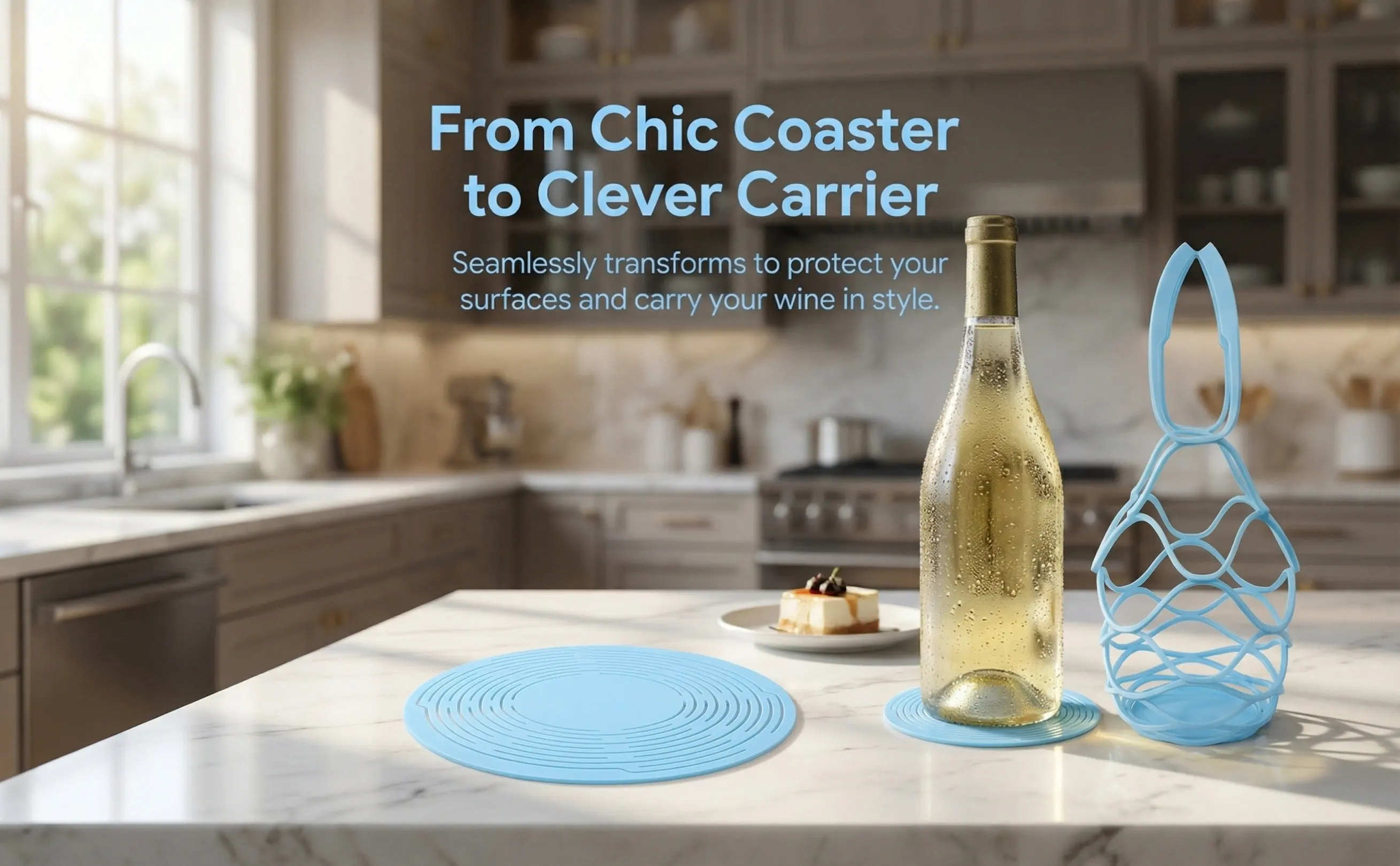 Portable Silicone Wine Bottle Holder Multi-Function Bottle Coaster Compact Carrier for Cans Liquor Bottles Bar Home Office Use