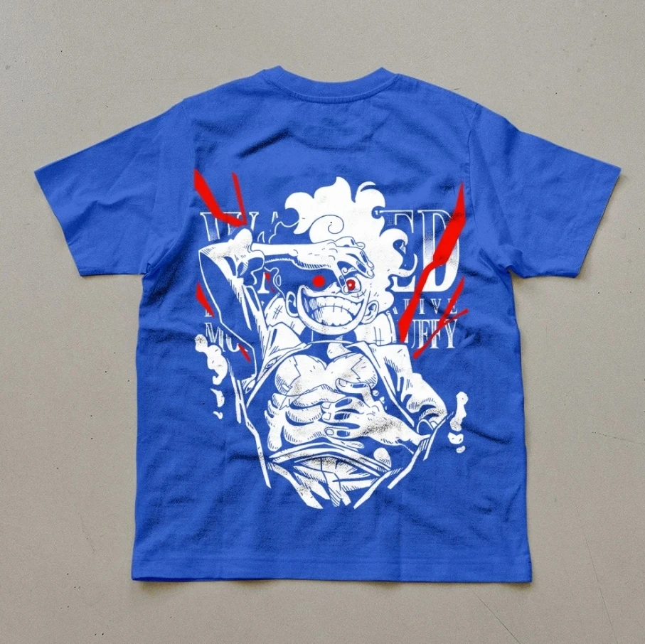 2025 قطعة واحدة على الطراز الياباني الرسوم المتحركة الطباعة فضفاضة الرجعية القطن الثقيل زوجين موضة الجولة الرقبة قصيرة الأكمام تي شيرت