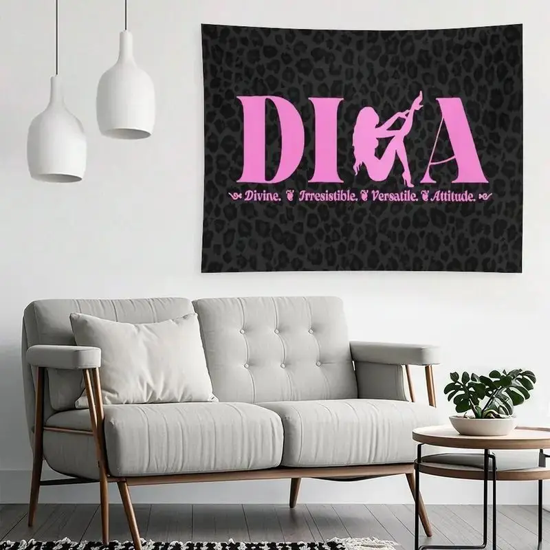 VIKAMA Diva Pink Leopard Female Silhouette Wall Hanging Tapestry Home Room Decor Bedroom Dorm Girl Apartment Accent Soft Durable