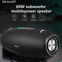 ZEALOT S67 60W Wireless Speakers, Outdoor Portable Subwoofer Speaker, IPX 6, Hifi Sound quality,  14400mAh Battery .