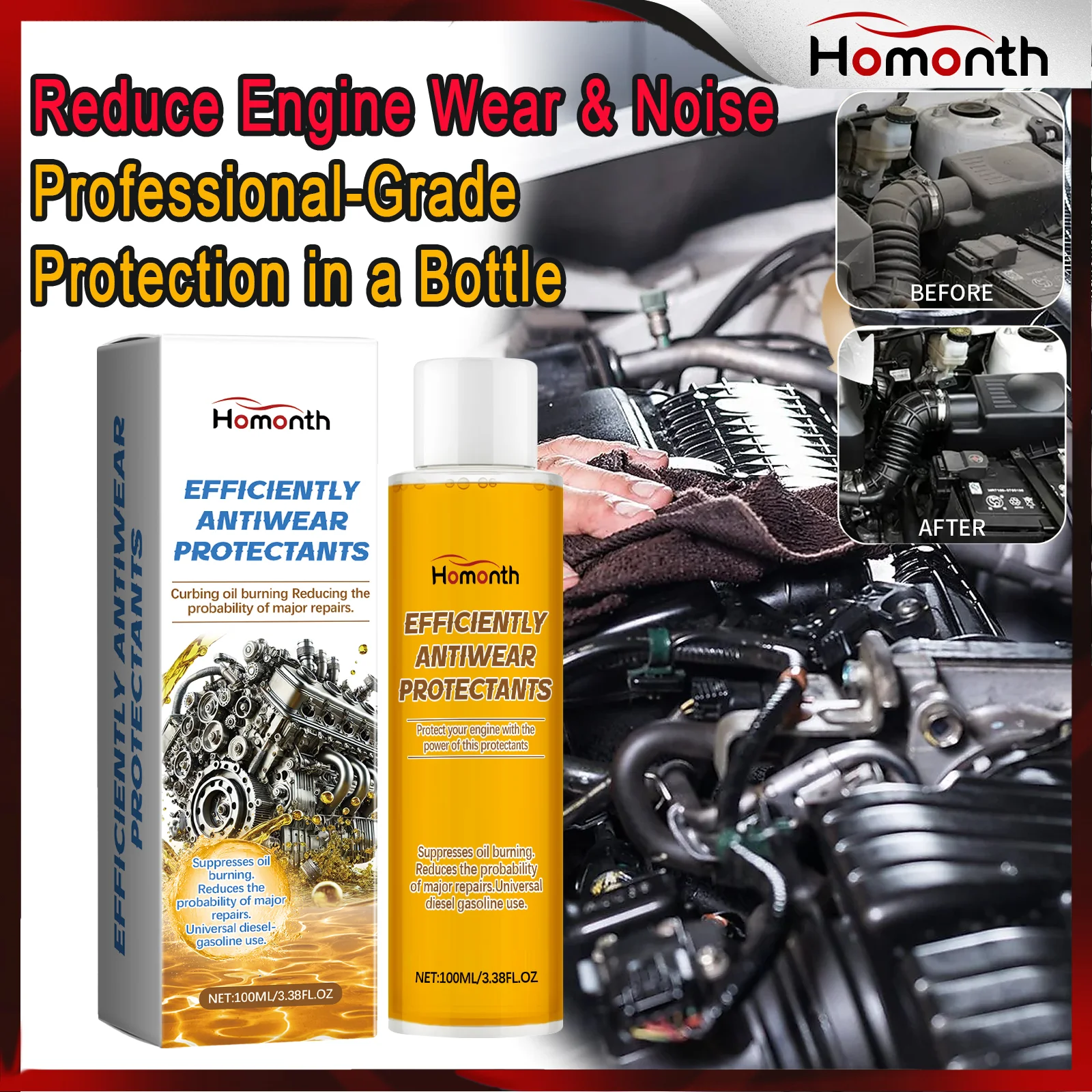 Engine Treatment Additive 100ml Anti Wear Friction Reducer Oil Additive for Cars Engine Protector Lubricant Enhancer Performance