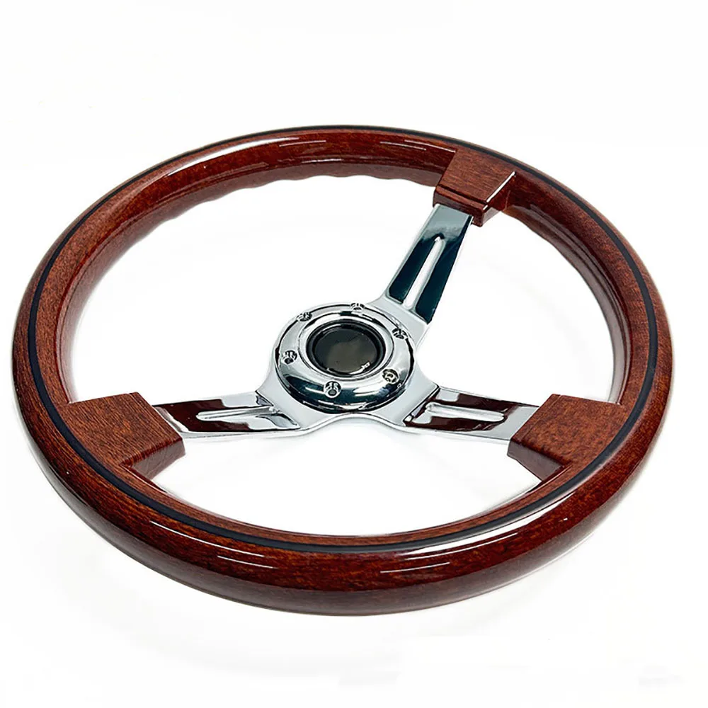 

Новое модифицированное быстросъемное Ретро рулевое колесо из персикового дерева 14 дюймов Гальваническое вогнутое гоночное рулевое колесо универсальное