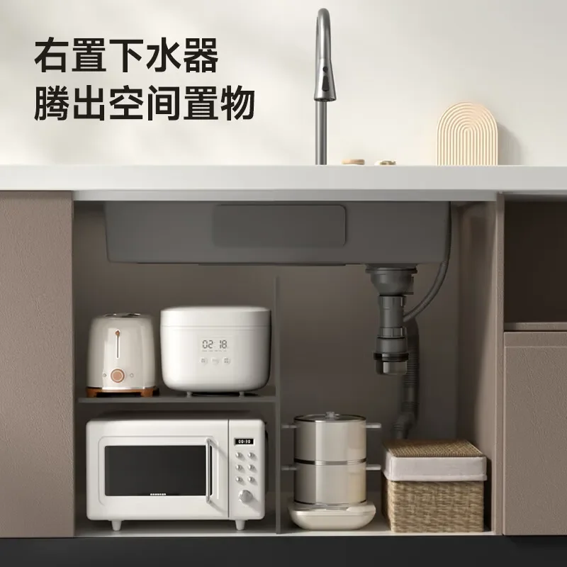 for Gun Gray Stainless Steel Kitchen Sink with Integrated Waterfall Faucet Large Single Bowl Vegetable Basin Customized