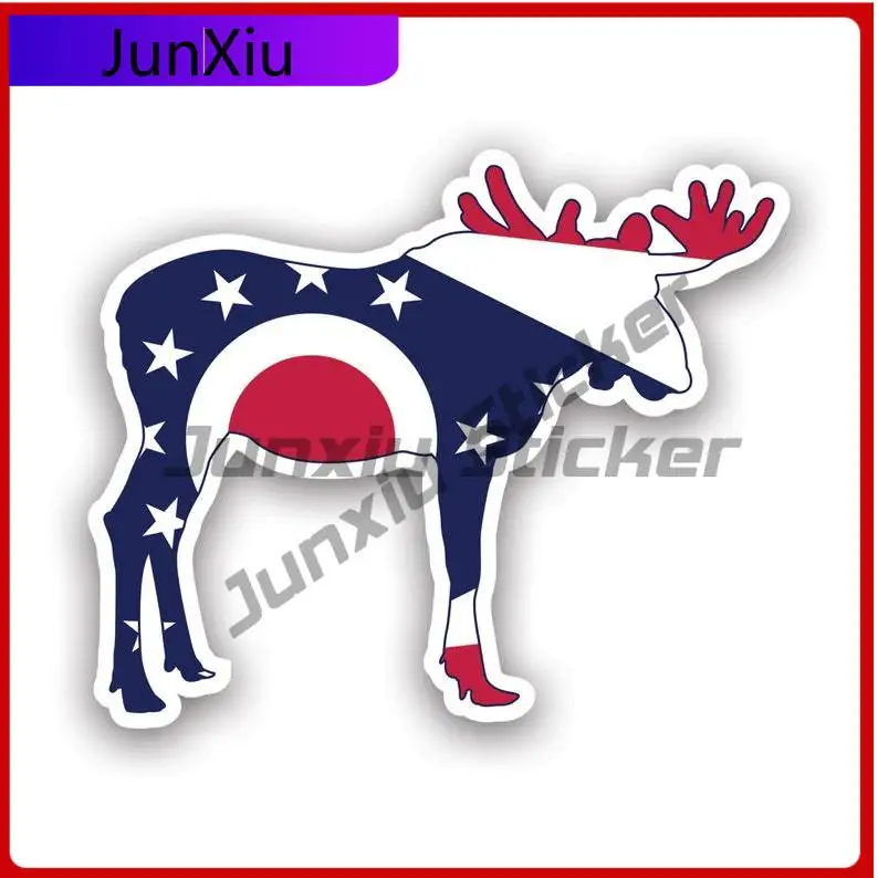 

Ohio Moose Shaped Flag Sticker Uv Protected V2 Oh Elk Deer Antlers Archery Hunter Hunting Outdoors Explore Car Sticker Vinyl