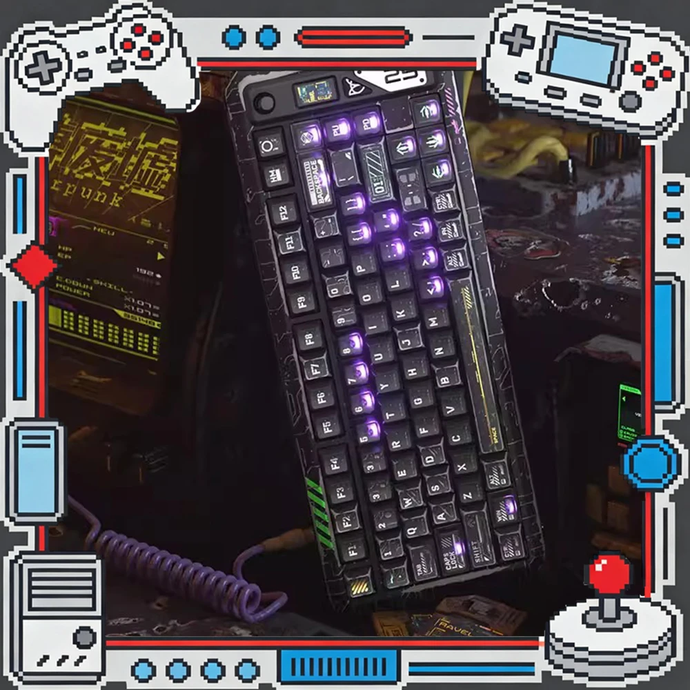 PIIFOX Cyber Ruins PC Keycaps Fog Permeable Keycap Cherry Profile Sublimation Keyboard Keycaps Customized PC Accessories Gifts