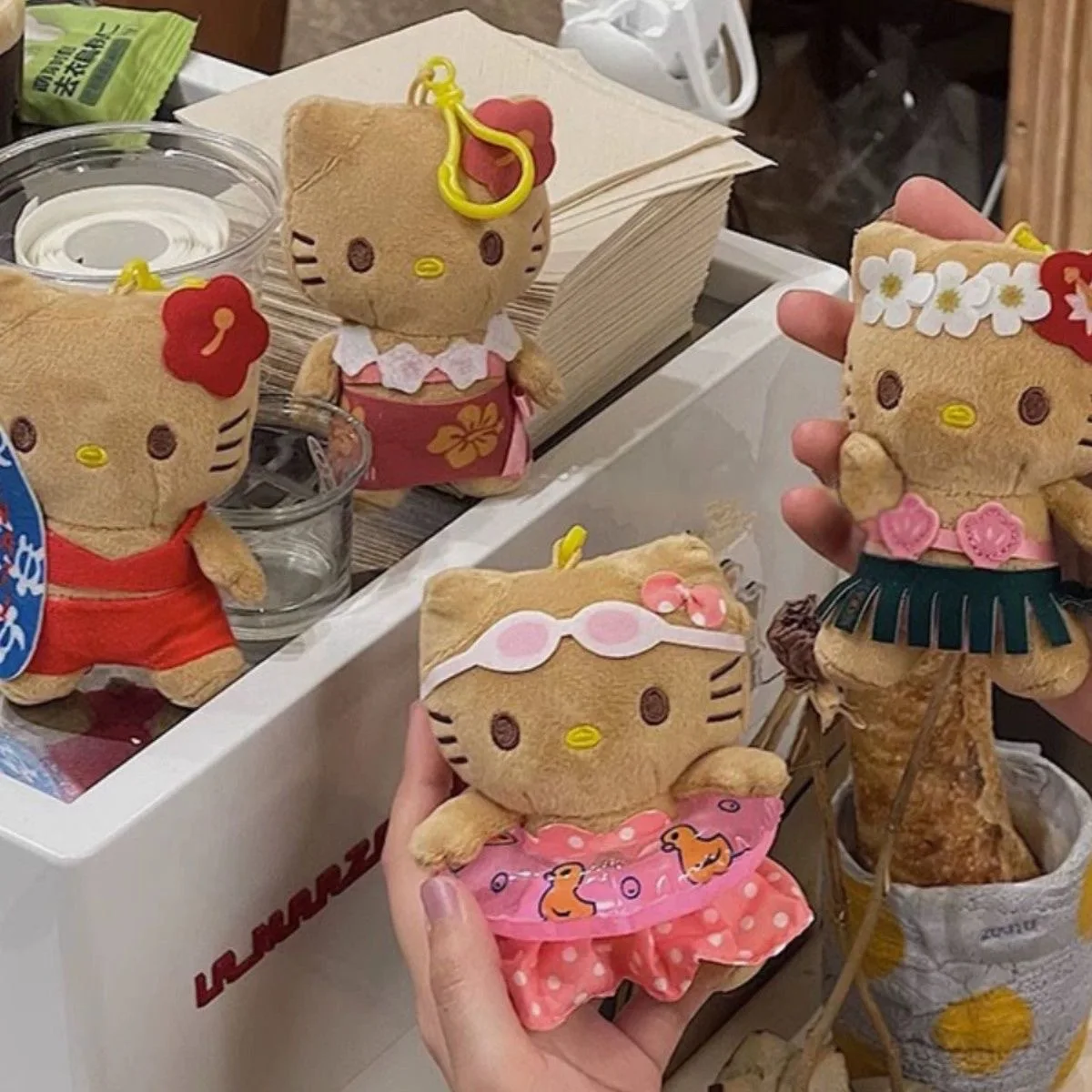 Lifebuoy Hello Kitty Anime Plush Toy Keychain Kawaii Mermaid Kitty Stuffed Toys Keyring Children Plushie Birthday Gifts