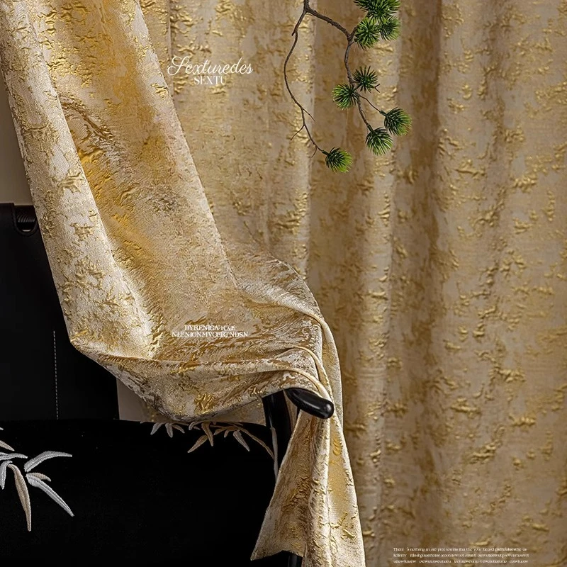 

Custom Size European Retro Gilded Jacquard Gold Luxury Curtains for Living Dining Room Bedroom Blackout Window Decor White Tulle