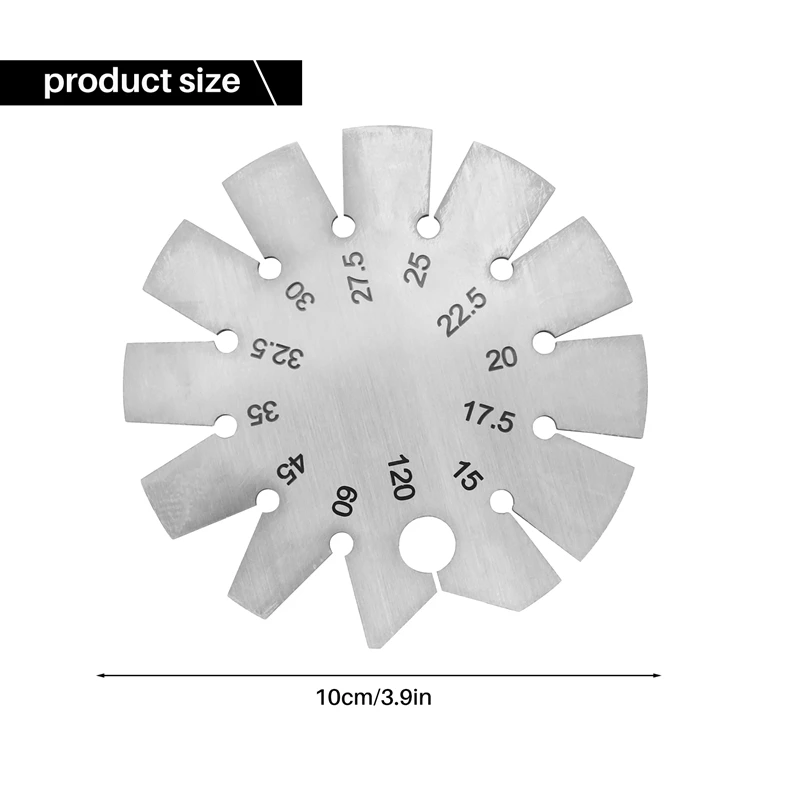 Knife Blade Gauge para faca de medição, Bevel Gauge, Axe Angle, Round Shape, Finder, 15-120 °