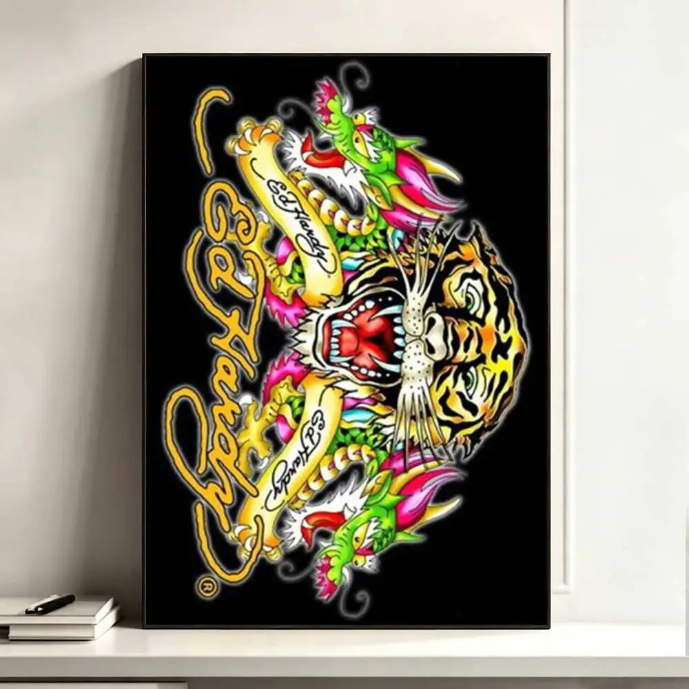 Ed h-Hardy Tiger Brands  Poster High Quality Dorm Living Room Aesthetic Wall Decoration Painting Stickers Gift