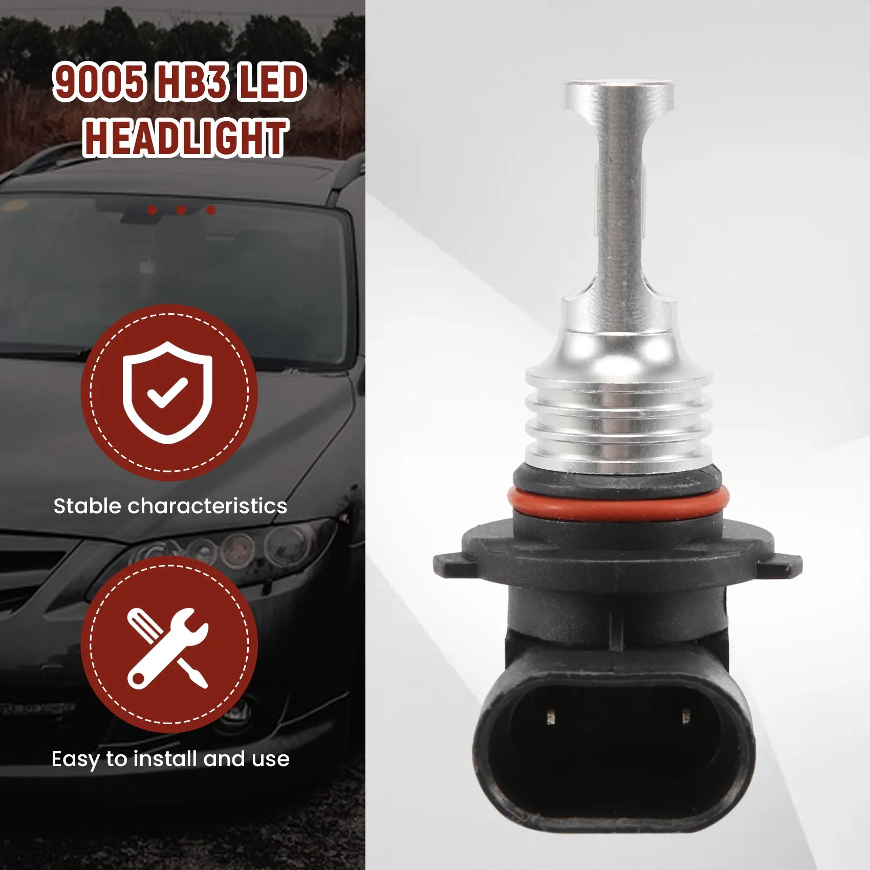 AT77 9005 HB3 Kit de bombillas de faros LED Luz alta 35W 4000LM 6000K Blanco Alta potencia