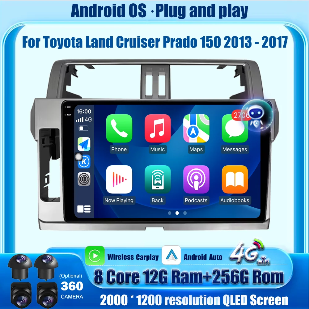 

Android Auto For Toyota Land Cruiser Prado 150 2013 - 2017 Car Radio Multimedia Video Player Stereo Wireless Carplay BT DSP 9''