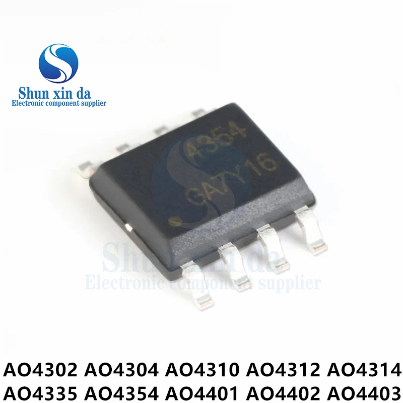 10PCS AO4302 AO4304 AO4310 AO4312 AO4314 AO4335 AO4354 AO4401 AO4402 AO4403 SOP-8 P and N-Channel MOSFET SMD IC