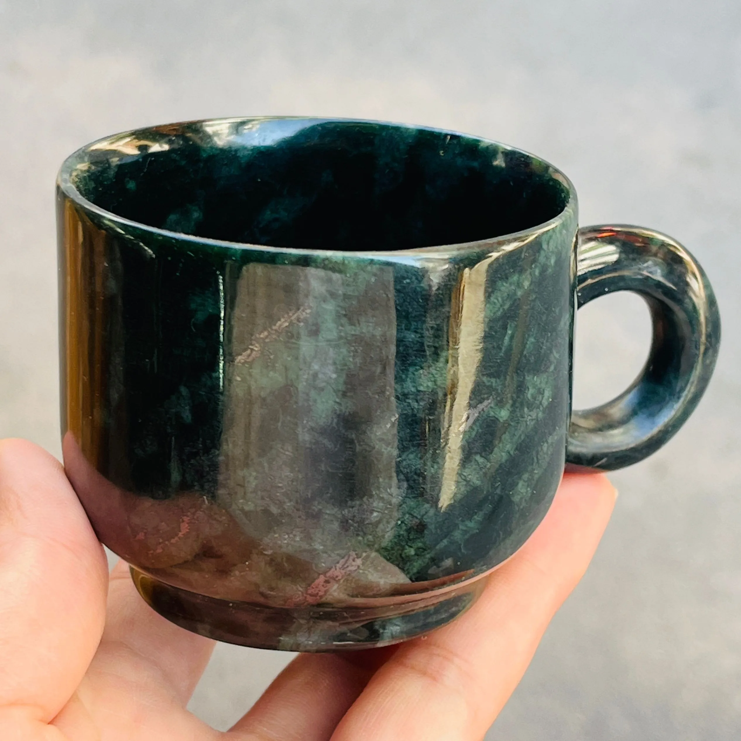 Medicine King Stone Teacup Handle Mug Natural Gemstone Green Jade Milk Coffee Mugs Health Gongfu Teaware Colleagues Friends Gift — zdjęcie 2