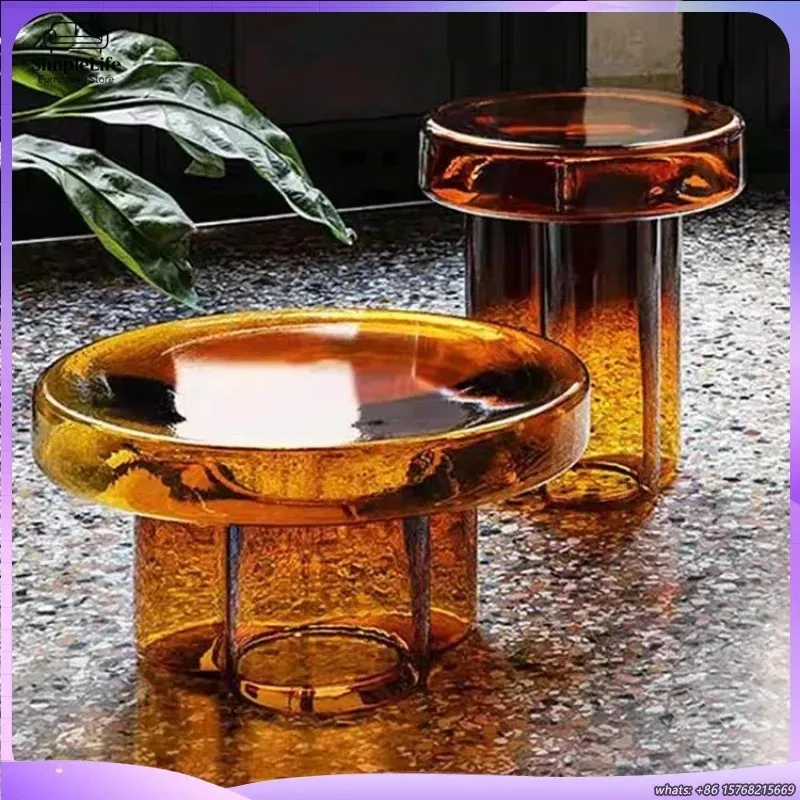 Round Coffee Table Small Side Table for Living Room Modern Glass Top with Metal Base Minimalist End Table for Sofa Bedroom
