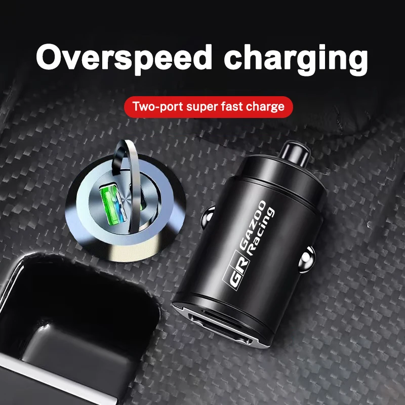 

Car Fast Charger USB Type-C Ports Power Adapter Interior Accessory For Toyota GR GAZOO RACING Camry Prius Avensis Auris Corolla