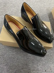 Brand Luxury Men's Leather Shoes Wedding Black Patent Leather Slip On Comfortable Dress Shoes Elegant Oxford Derby Shoes