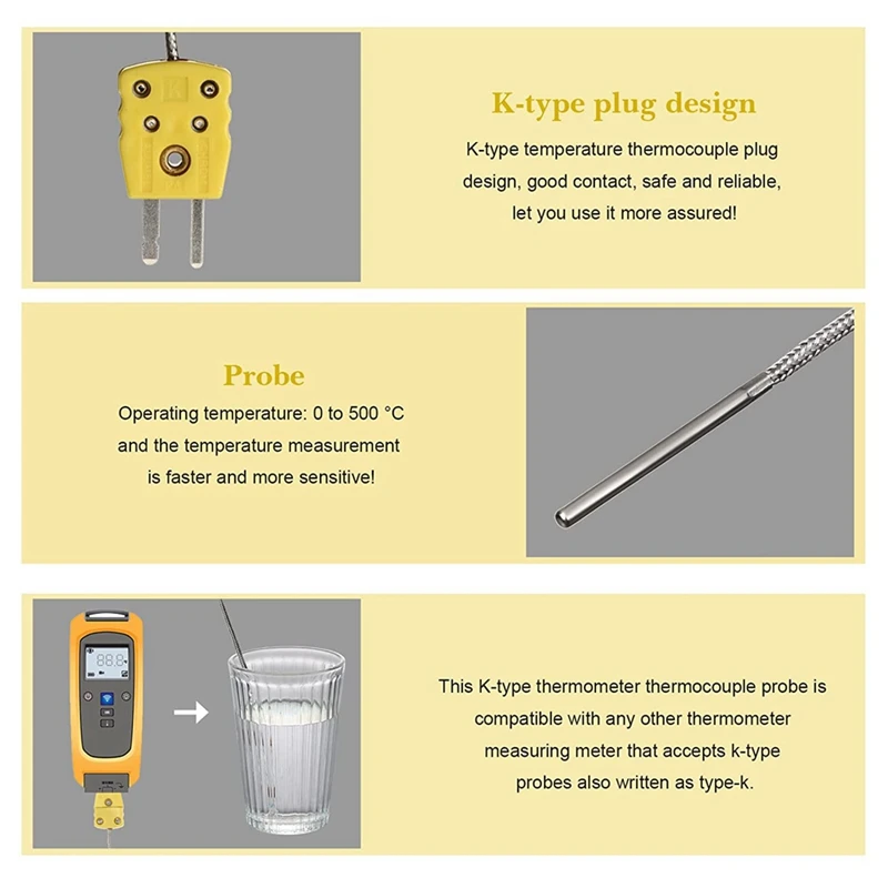 TL1004 Thermocouple Sensor For K Type Probe Thermocouple Sensor And Meter In Temperature Range From 0 To 500 °C