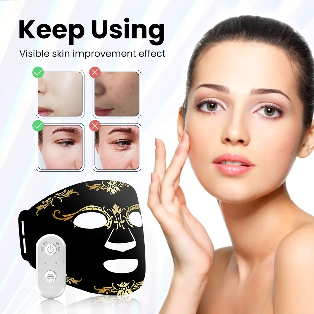 4 in 1 Led Facial Beauty Mask Red Light Therapy Skin Rejuvenation Anti Aging Skin Care Beauty Device Silicone Material LED Mask