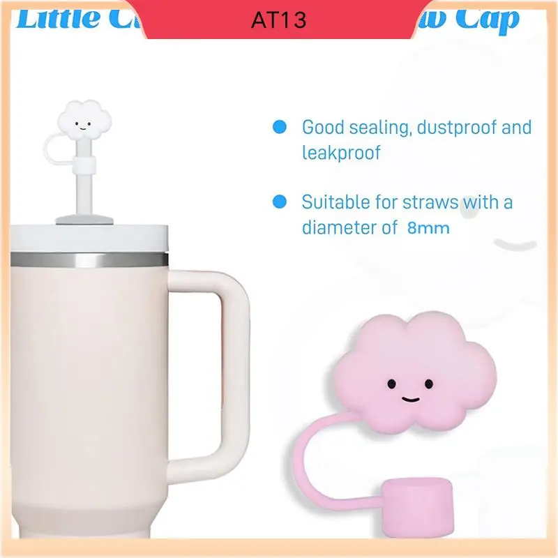 

AT13 3 PCS 30&40Oz Tumbler Straw Cover White & Pink & Blue 8Mm Cloud Shape Straw Covers Cap Straw Protectors