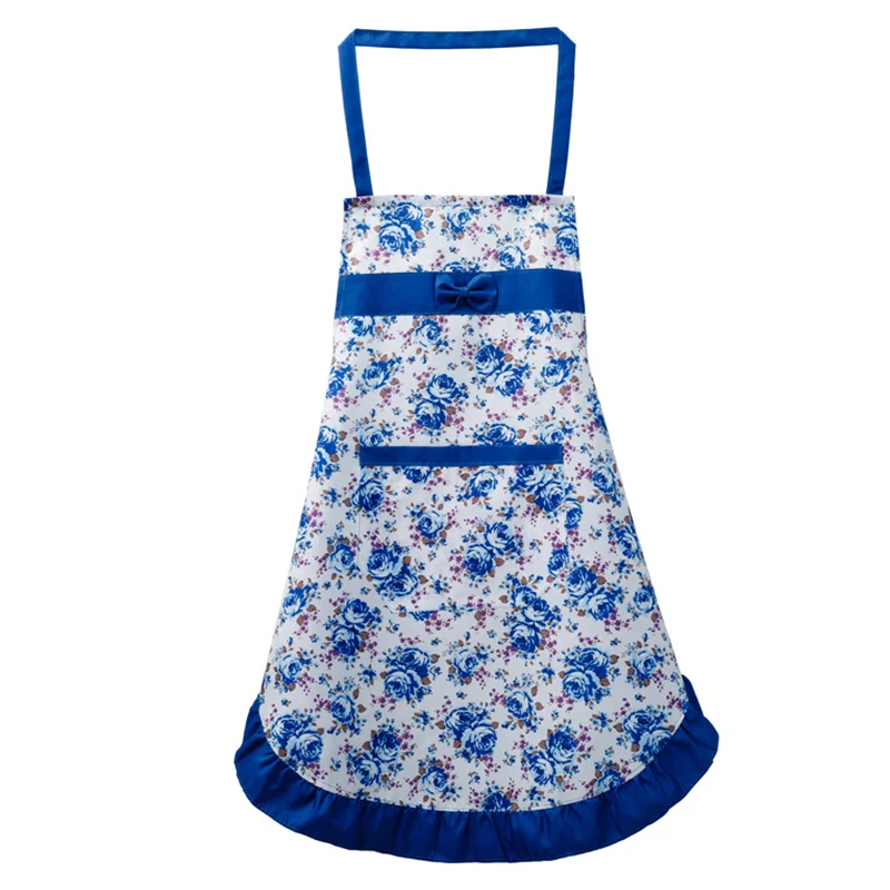 Cotton Canvas Floral For Women\'S Kitchen Oilproof Apron With Pockets And Adjustable Waist Belt Waterproof Sleeveless Bib Apron