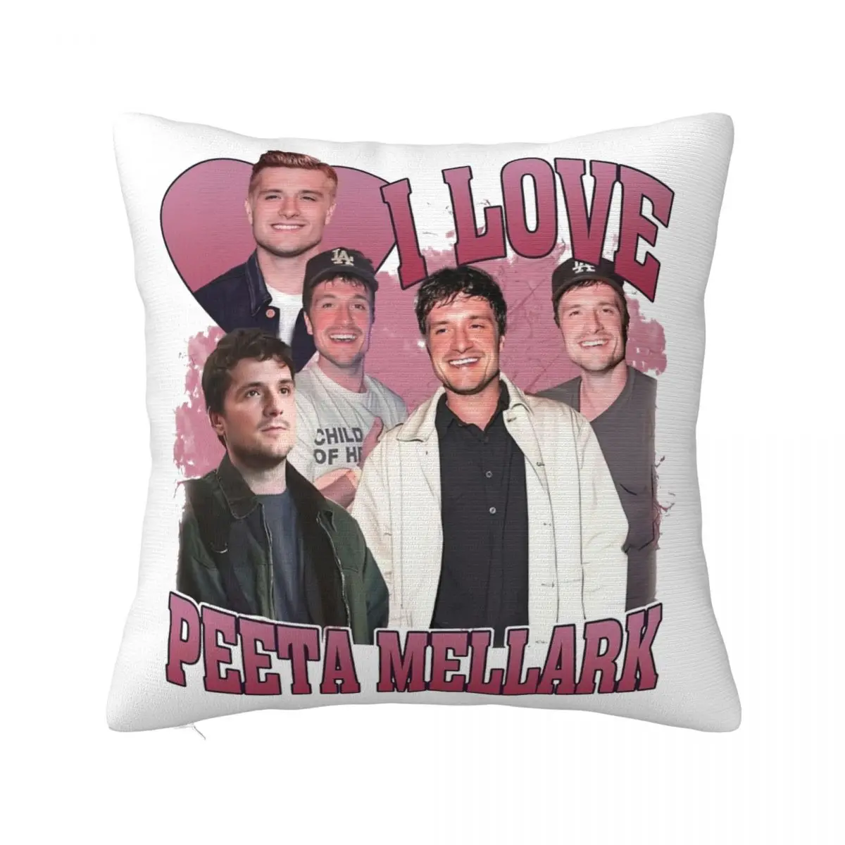 Josh Hutcherson Heart Printed Pillowcases Cushion Cover I Love Peeta Mellark Throw Pillow Cover Soft Square Multi Size