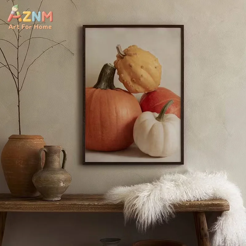 AZNM Neutral Tone Dried Plant Abstract Texture Frameless Canvas Poster Warm Farmhouse Living Room Aesthetic Wall Art Decor