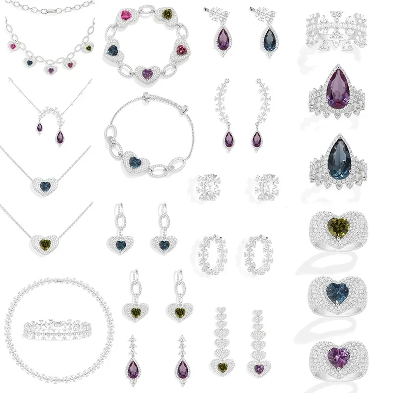 LI KI 925 Sterling Silver High Quality 2023 October New Love Color Diamond Earrings Necklace Bracelet Ring Exquisite Jewelry