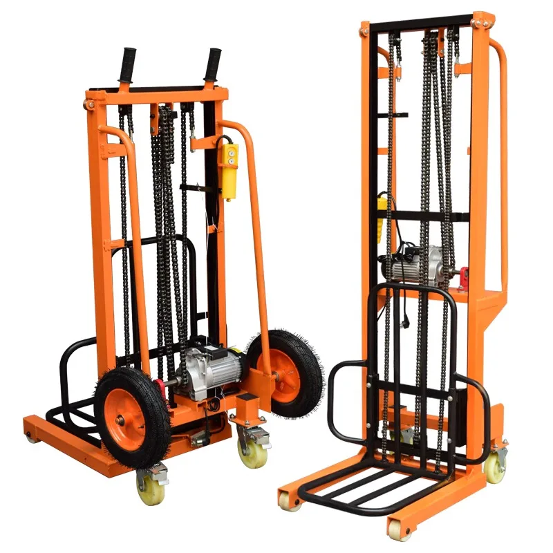 

Electric forklift household stacker lift Small forklift lift loading and unloading