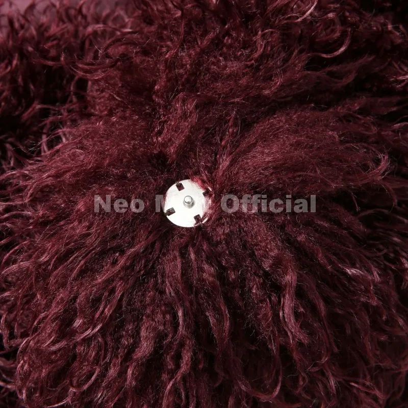 Neo Mint Winter 2025 Trend Burgundy Obsession Long Faux Mongolia Sheep Fur Jacket Coat Women Chic Lapel Collar Fluffy Overcoat