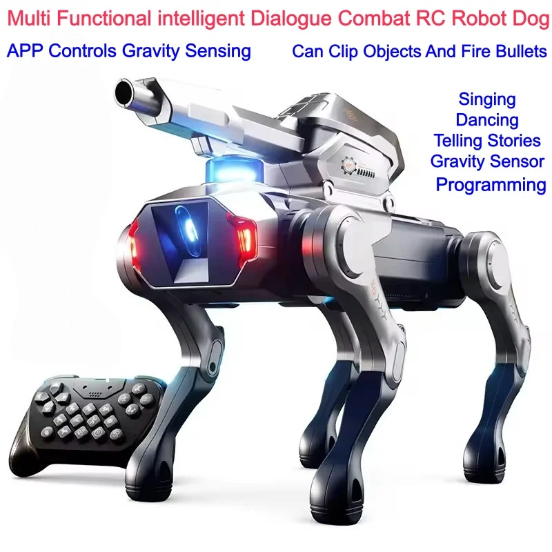 

2.4G Lanuch Bullet RC Dog APP Control Robot Dog Smart Sensing Four Leg Dog Robot Pick Up Items DEMO Walking Stunt RC Robot Gifts
