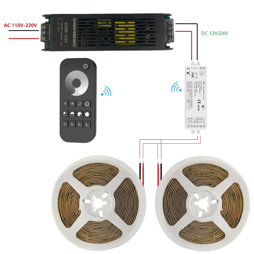 10m Wifi/Zigbee COB LED Strip Light Kit For Room Decor Tuya Full Set DC 24V Flexible LED Tape Ribbon Light Bar 5m CRI 90