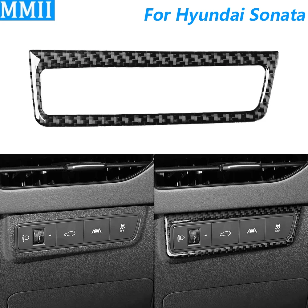 Für Hyundai Sonata 2020-2023 Carbonfaser-Scheinwerferschalter-Bedienfeldabdeckung Zierleiste Autozubehör Dekorationsaufkleber