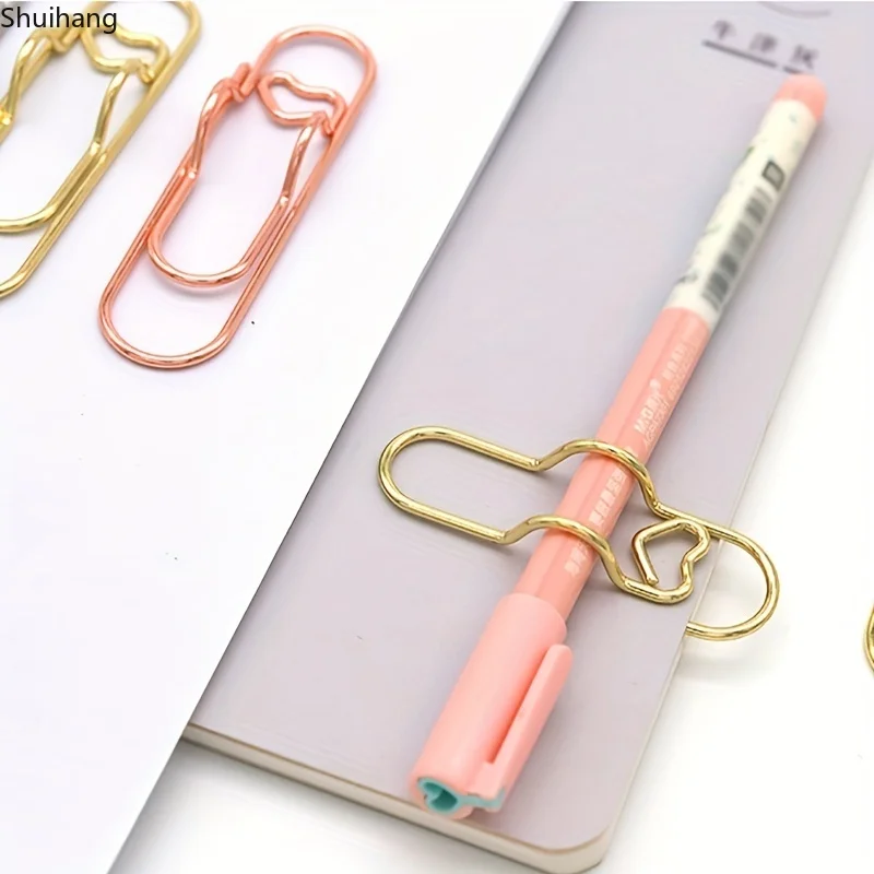 5pcs Metal Pen Clips, Multi Function Pen Holder Clips Bookmarks For Notebooks, Paper Clip Stationery Tool
