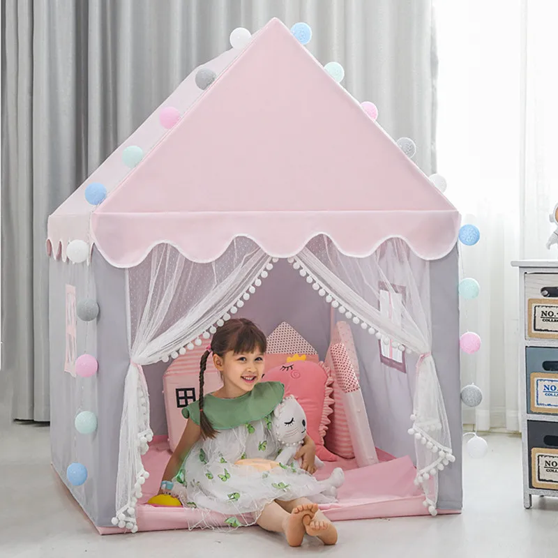 Large Portable Children Toy Tent 1.35M Wigwam Folding Kid Tents Tipi Baby Play House Girls Pink Princess Castle Child Room Decor