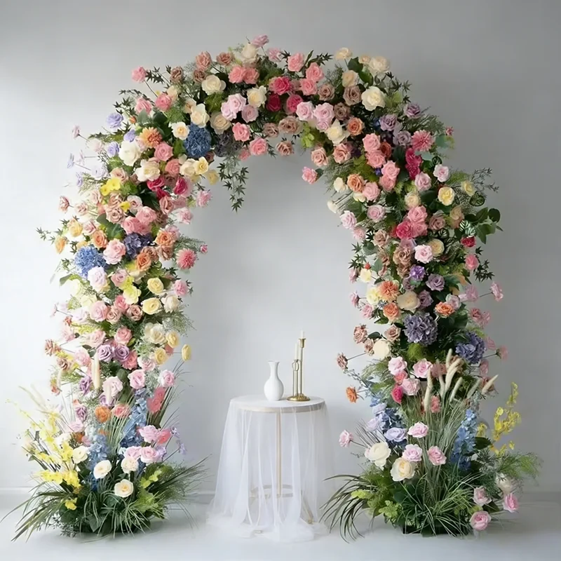 

Высококачественная арка из искусственных цветов: шелковые цветы для свадебной арки, красочная входная арка