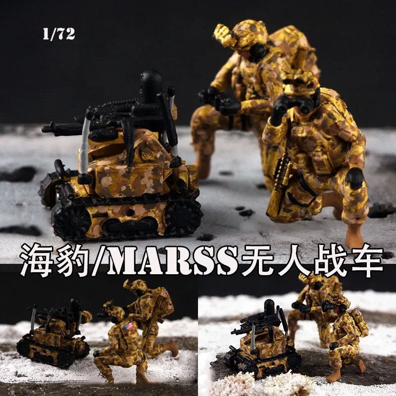 1/72 Scale Model Us Navy Seal Soldiers 2pcs Action Figures With Marrs Unmanned Chariot Toys Diy Scene Accessory Dolls Gifts Fans