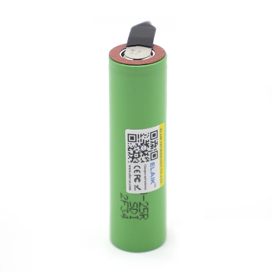 Bateria de lítio recarregável adequada para bateria de energia, 25R-solda, Premium Cell Power, novo, 18650, 3.7V, 2500mAh